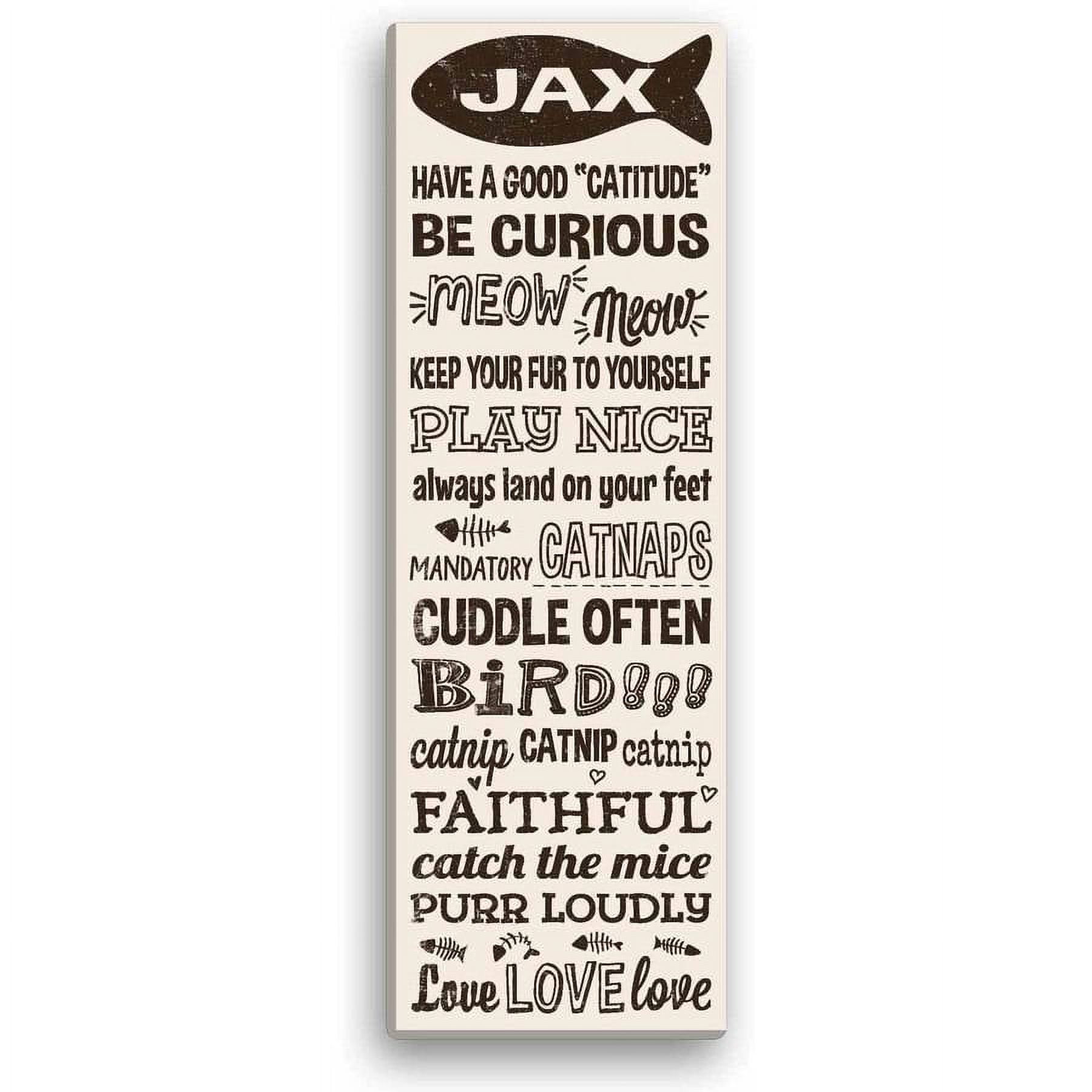 Personalized Cat Rules 9" x 27" Canvas, Cream