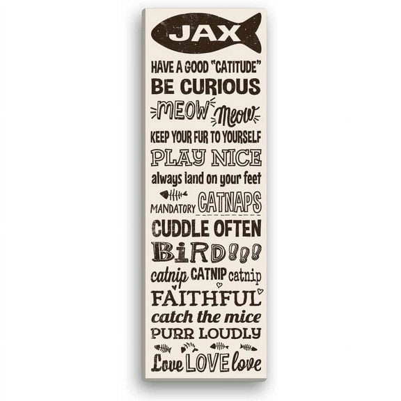 Personalized Cat Rules 9" x 27" Canvas, Cream