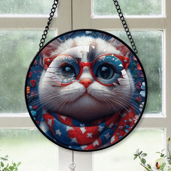 Personalized Cat Suncatcher Stained Glass, Cat Stained Glass Window Hanging Cat Sun Catchers Indoor Window Dcor 4Q1MJH (Cat 15)