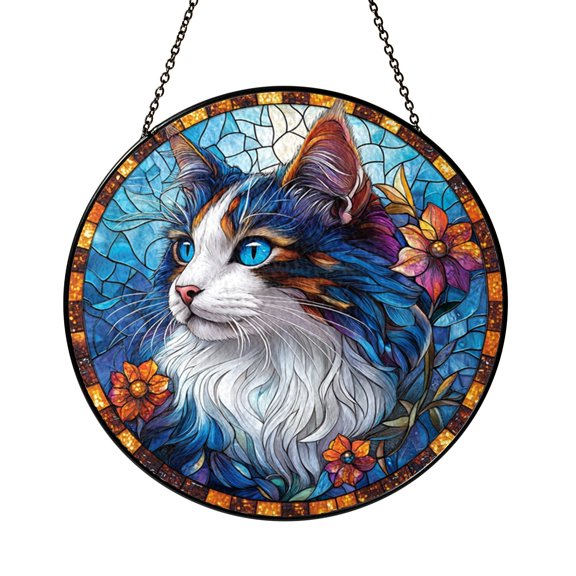 Personalized Cat Window Hanging – Custom Stained Glass Style Decorative Art