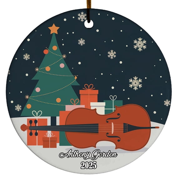 Personalized Cellist Playing Cello Christmas Ornament 2025, Christmas Ornament with Custom Name, Cello Musician Instrument Xmas Ornament, Gifts for Cello Players