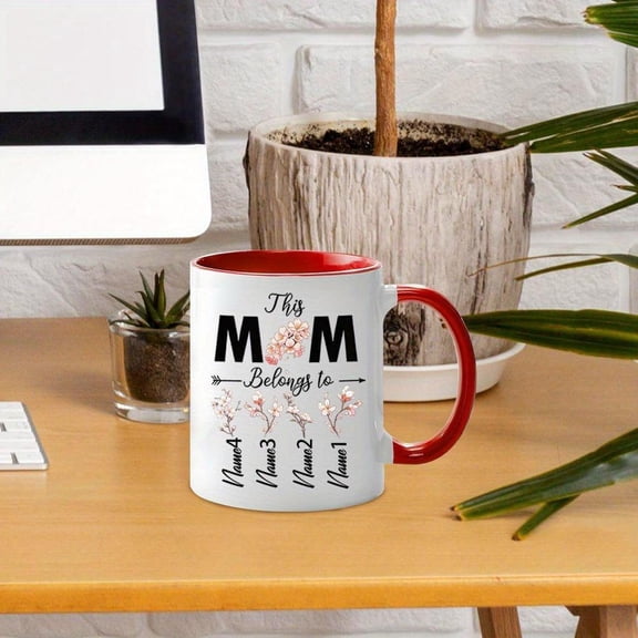 Personalized Ceramic Coffee Mug Mom 11oz Custom Name Flower Design Reusable Tea Cup Women Ideal Mother S Day Thanksgiving Father S Day Washable White