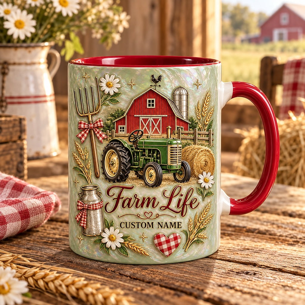 Personalized Ceramic Mug Farm Life Tractor Barn Design for Coffee ...