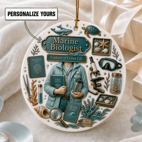 Personalized Ceramic Ornament Marine Biologist Christmas