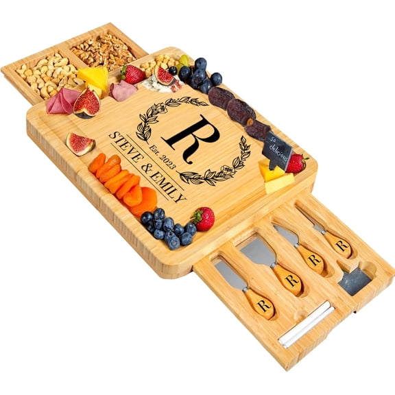 Personalized Charcuterie Board, Bamboo Engraved Cheese Board, Perfect for Bridal Showers, Weddings, and Special Occasions