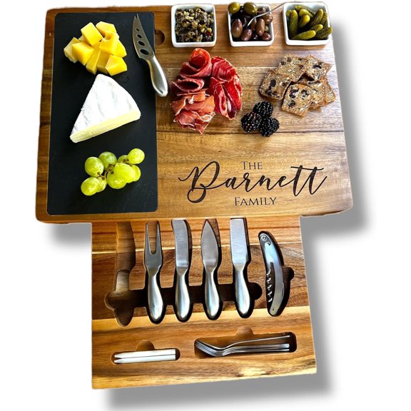 Personalized Charcuterie Board Set/19pcs Cheese Board And Knife Set, Realtor Closing gift, Custom Charcuterie board, Wedding Gift