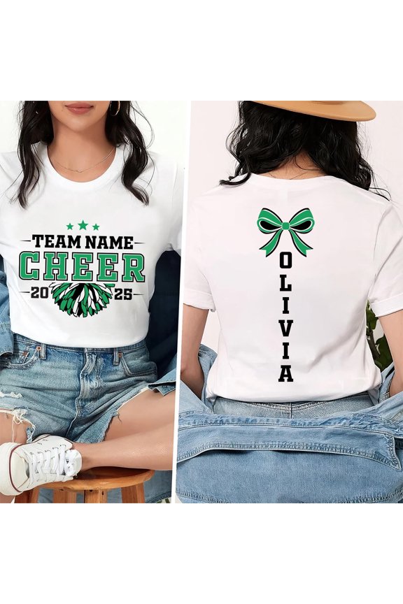 Personalized Cheer Team Name Shirt Custom Cheerleader Gift Shirt Cheer Mom with Name Tee C