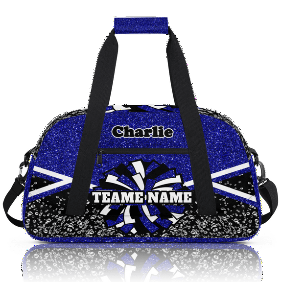 Personalized Cheerleader Bag Dance Bag, Custom Team Bag Gym Bag Sport Duffel Bag, Weekender Bags Travel Bag for Cheer Team Blue Glitter