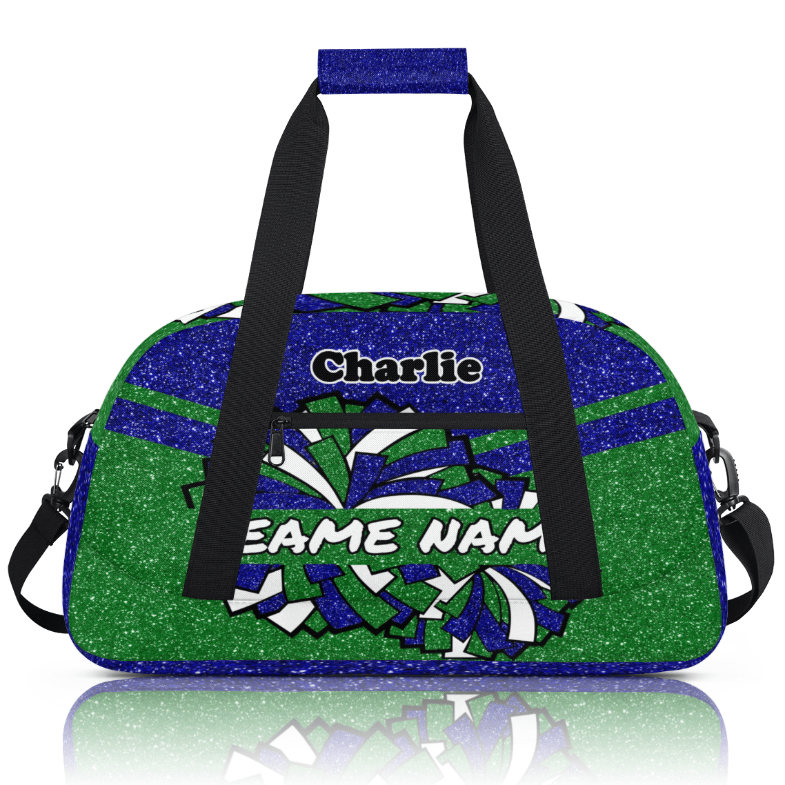 Personalized Cheerleader Bag Dance Bag for Girls, Custom Team Bag Gym Bag Sport Duffel Bag, Weekender Bags Travel Bag for Cheer Team Glitter Blue Green