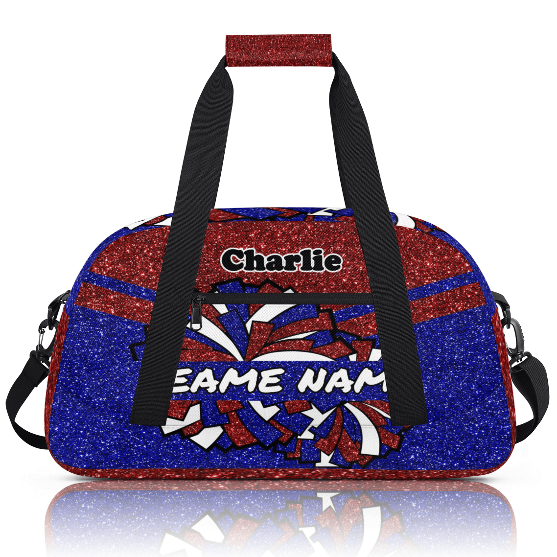 Personalized Cheerleader Bag Dance Bag for Girls, Custom Team Bag Gym Bag Sport Duffel Bag, Weekender Bags Travel Bag for Cheer Team Glitter Red Blue
