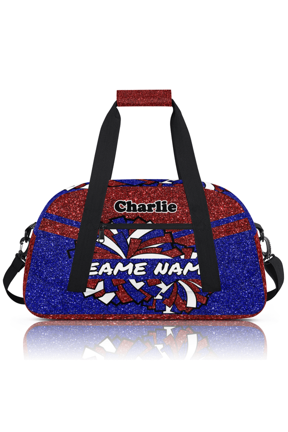 Personalized Cheerleader Bag Dance Bag for Girls, Custom Team Bag Gym Bag Sport Duffel Bag, Weekender Bags Travel Bag for Cheer Team Glitter Red Blue
