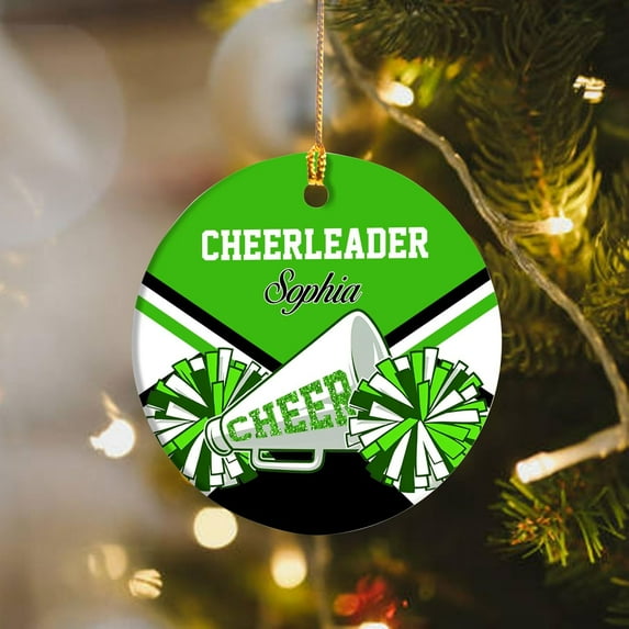 Personalized Cheerleader Christmas Ornament 2025, Cheerleading Stuff Ornament, Cheer Captain Ornament, Cheer Girl Dancer Cheerleading with Real Red Pompom Ornament for Xmas Tree (Cheer 6) - 3723