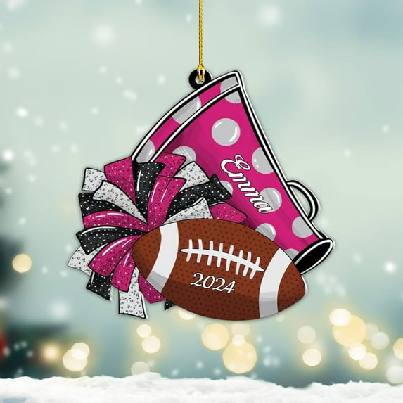 Personalized Cheerleader Christmas Ornament 2025, Cheerleading Stuff Ornament, Cheer Captain Ornament, Cheer Girl Dancer Cheerleading with Real Red Pompom Ornament for Xmas Tree (Cheer 5) - 3722