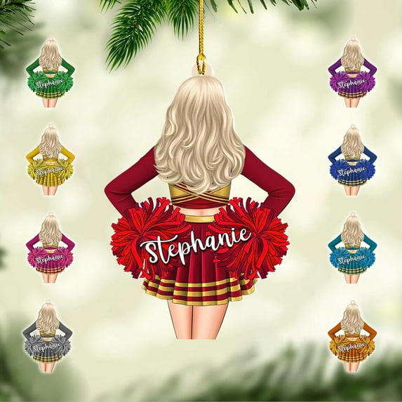 Personalized Cheerleader Ornaments Cheerleader Cheerleading Lovers Ornaments Cheerleading Ornament Gift for Cheerleader Christmas 2025 Cheer Cheerleader Ornaments Xmas (Cheer 13) - 3282 (Red)