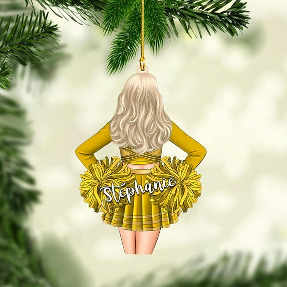 Personalized Cheerleader Ornaments Cheerleader Cheerleading Lovers Ornaments Cheerleading Ornament Gift for Cheerleader Christmas 2025 Cheer Cheerleader Ornaments Xmas (Cheer 13) - 3282 (Yellow)