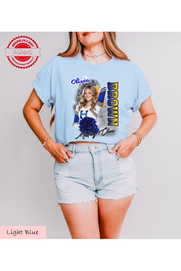 Personalized Cheerleading Shirt Custom Name and Photo Tee Personalized Cheer Team TShirt