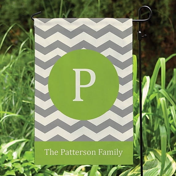 Personalized Chevron Family Name Garden Flag, Chartreuse