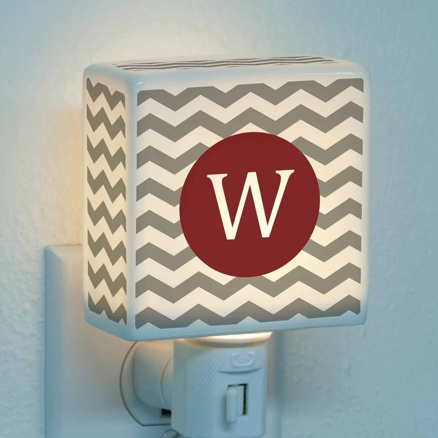 Personalized Chevron Initial Night Light, Wine