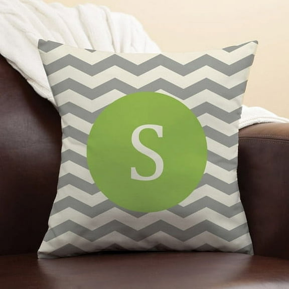 Personalized Chevron Initial Pillow, Chartreuse