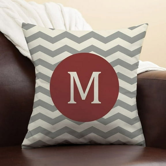 Personalized Chevron Initial Pillow, Wine