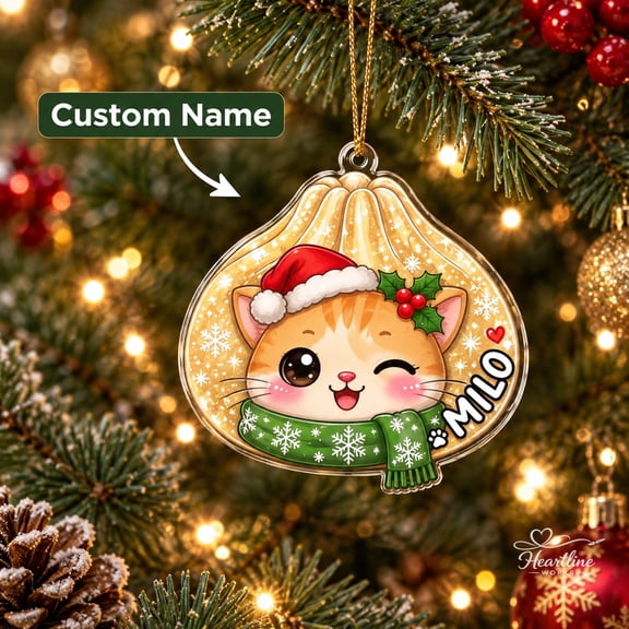 Personalized Chibi Cat Acrylic Ornament Pet Lover Christmas Gift