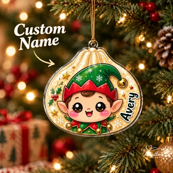 Personalized Chibi Elf Acrylic Ornament Christmas Tree Gift