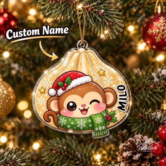 Personalized Chibi Monkey Acrylic Ornament Animal Christmas Gift