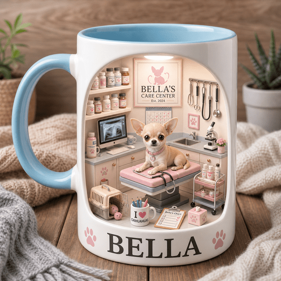 Personalized Chihuahua Mug Custom Name Vet Clinic Coffee Cup for Chihuahua Lovers