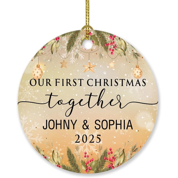 Personalized Choose Name Date Xmas Tree Decor Gift for Girlfriend Boyfriend, Our First Christmas Together, Custom Couples Lover Ornament Gift for Dating Anniversary Keepsake Memorial