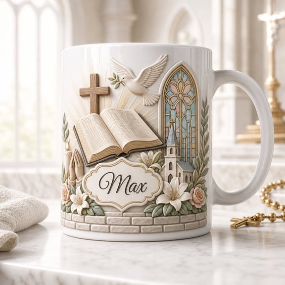 Personalized Christian Ceramic Mug, Custom Faith Coffee Cup, Religious Keepsake