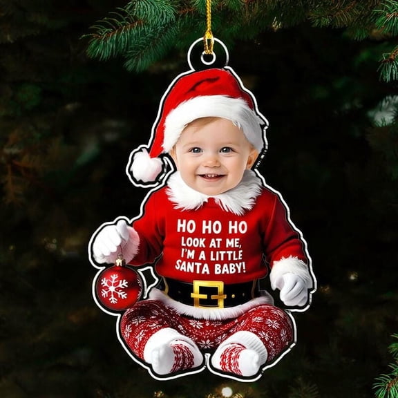 Personalized Christmas Baby Ornament with Photo, Custom Holiday Keepsake Gift for New Parents