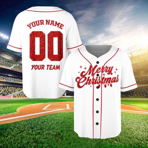 Personalized Christmas Baseball Jersey Shirt, Baseball Jersey, Merry Christmas Jersey, Baseball Player Gift, Baseball Shirt