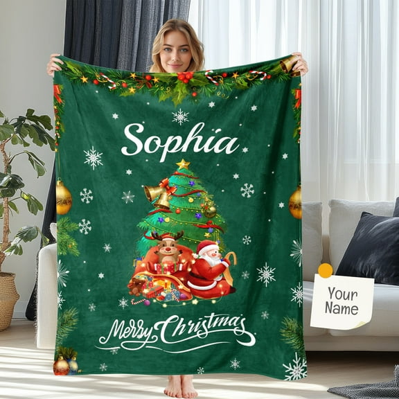 Personalized Christmas Blanket - Custom Blanket Throw with Name, Christmas Gifts