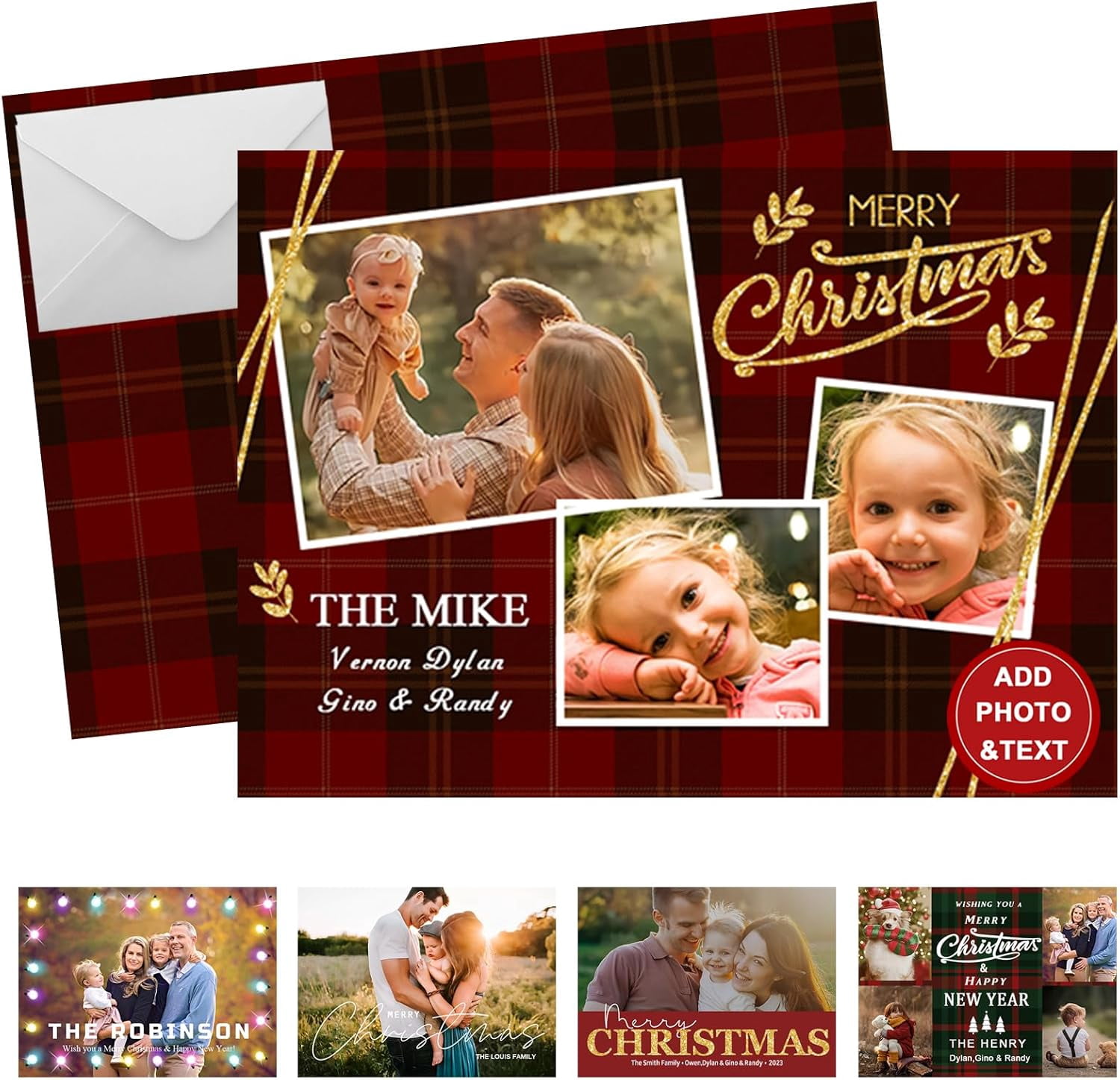 Personalized Christmas Cards, Photo Christmas Holiday Cards with
