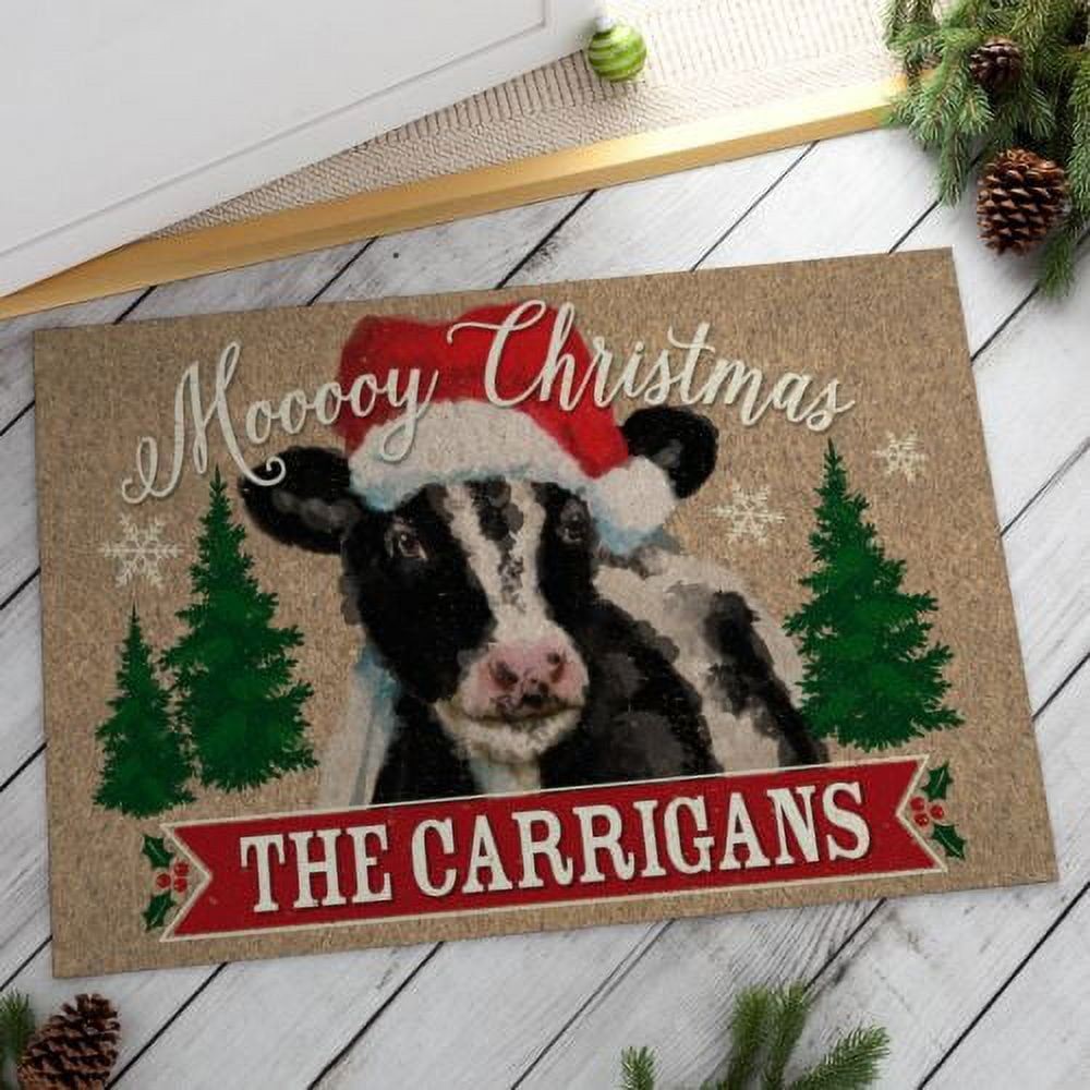 Personalized Christmas Cow Doormat