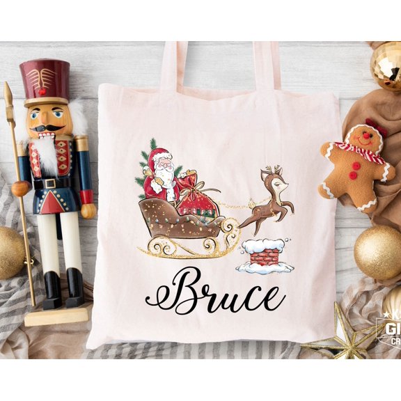 Personalized Christmas Crew Tote Bag, Santa Design Bags