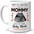 thumbnail image 1 of Personalized Christmas Gift For New Mom Pregnancy Announcement - Happy 1st Christmas As A Mommy Custom Ultrasound Photo & Name 11oz White Ceramic Coffee Tea Mug - Thank You Gifts For Mama, 1 of 6