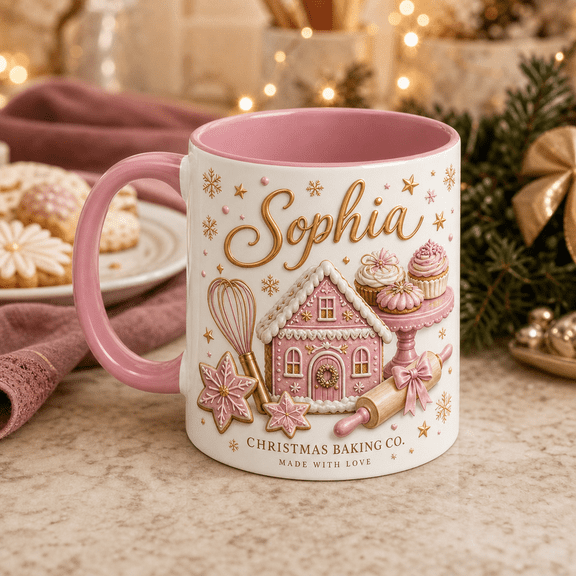Personalized Christmas Gingerbread Ceramic Coffee Mug Baker Gift