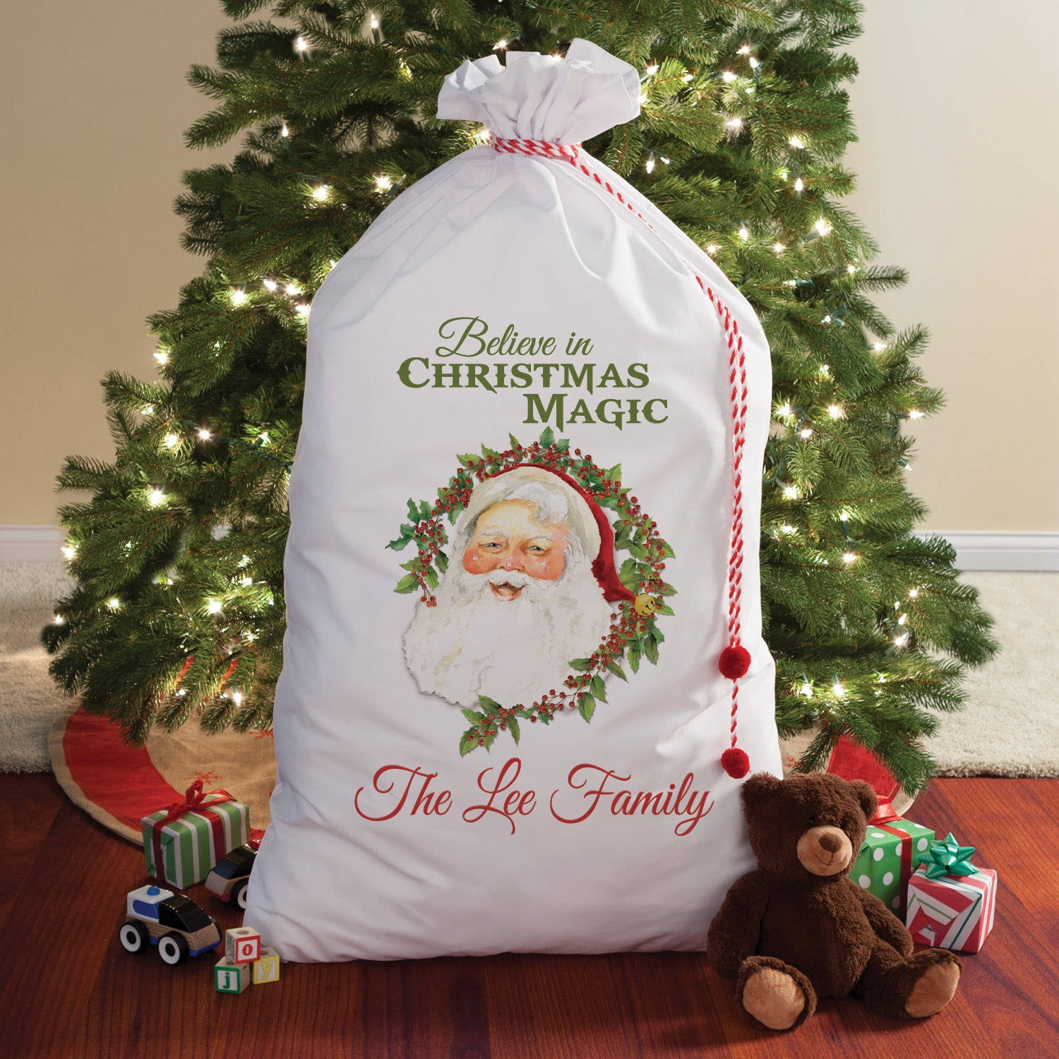 Generic Personalized Christmas Santa Sack, Canvas Drawstring Bag