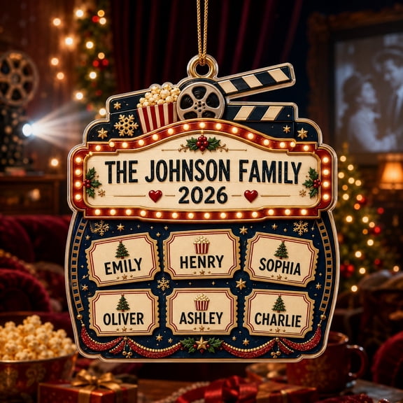 Personalized Christmas Movie Night Ornament Family Keepsake 2026