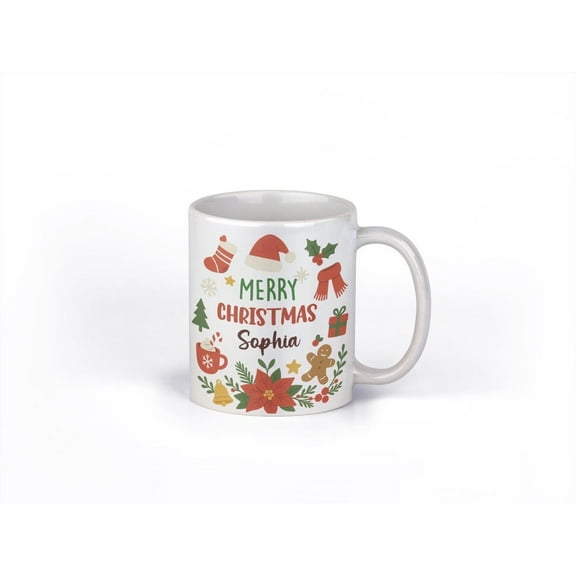 Personalized Christmas Mug, Custom Holiday Coffee Cup with Name, Festive Gift for Women, Friends, Family, Coworkers