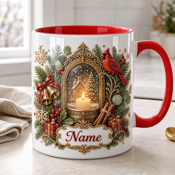 Personalized Christmas Mug Custom Name Teddy Bear Ceramic Coffee Cup for Holiday Gift