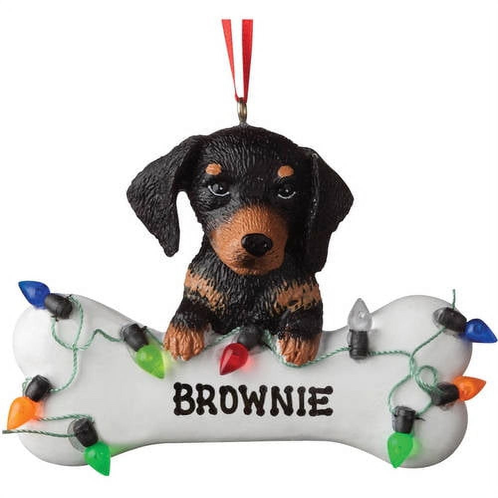 Personalized Christmas Ornament - Black & Brown Lab Dog Bone