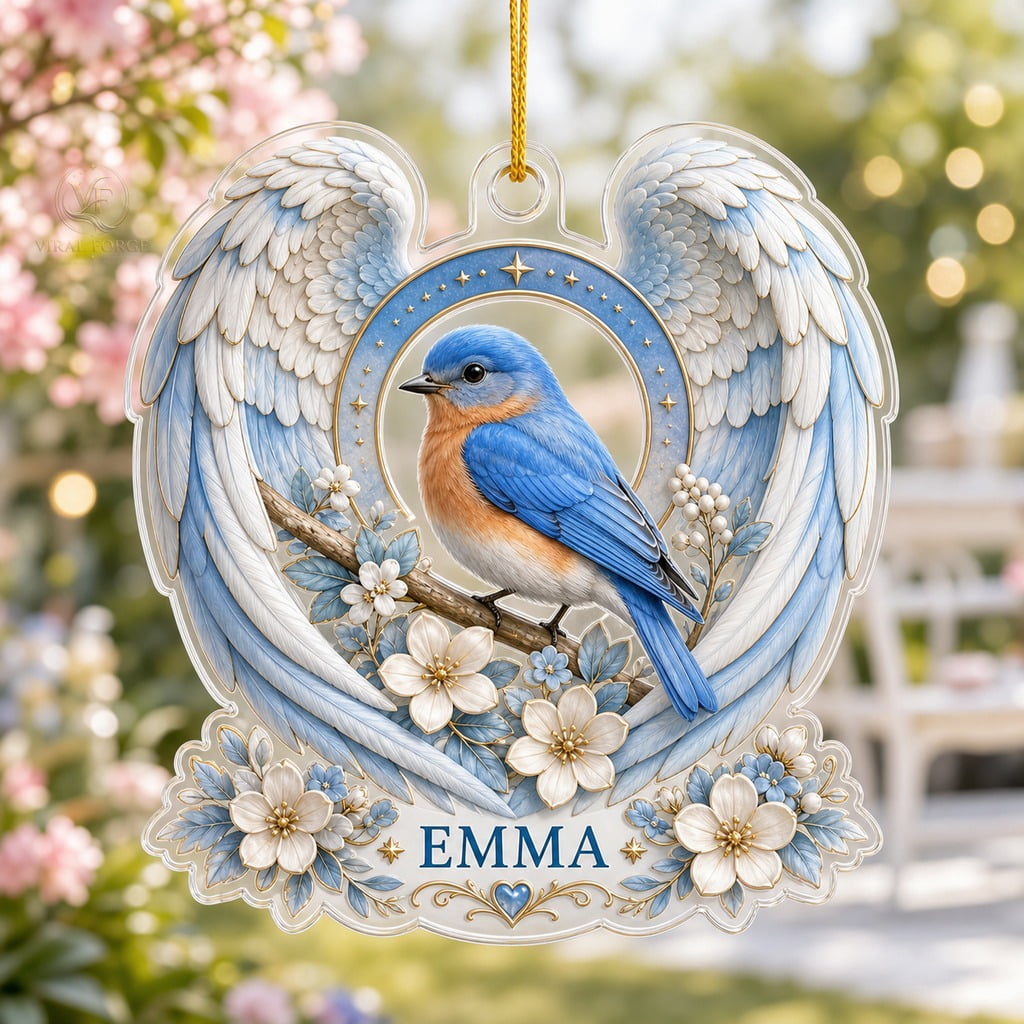 Personalized Christmas Ornament Bluebird Angel Wings Tree Hanging for ...