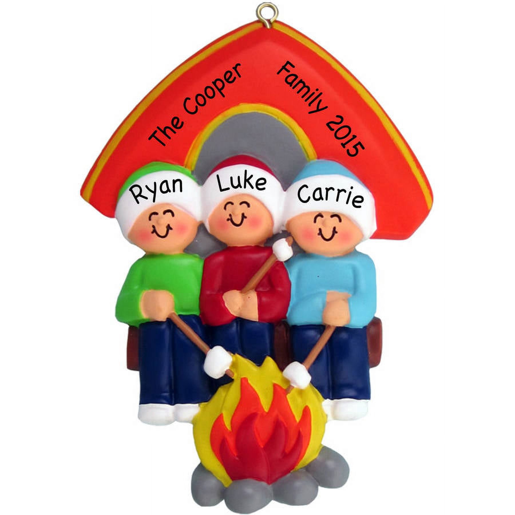 Personalized Christmas Ornament - Camping Family of 3