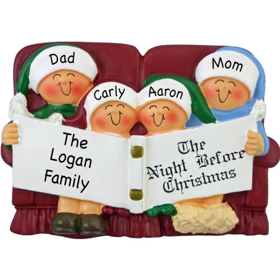 Personalized Christmas Ornament - Couch Family of 4