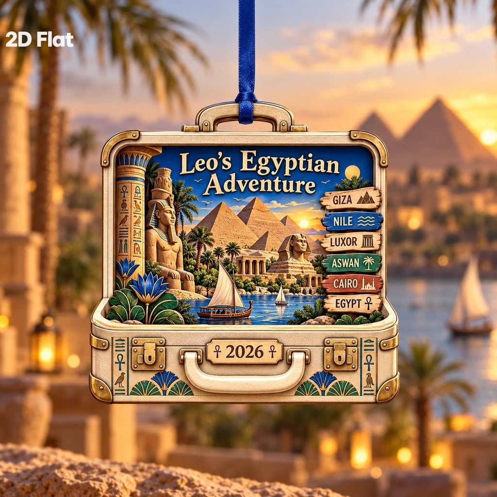 Personalized Christmas Ornament Egyptian Adventure Wooden Tree Keepsake ...