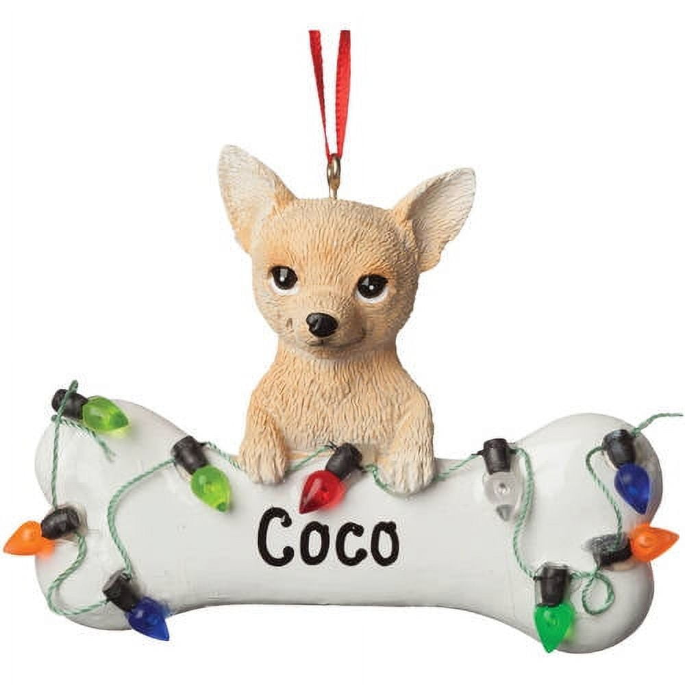 Personalized Christmas Ornament - Light Brown Lab Dog Bone