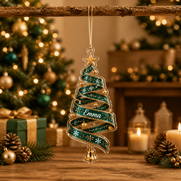 Personalized Christmas Ornament Ribbon Tree Holiday Decor