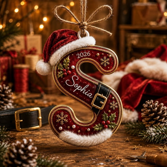 Personalized Christmas Ornament Santa Suit Initial Keepsake 2026